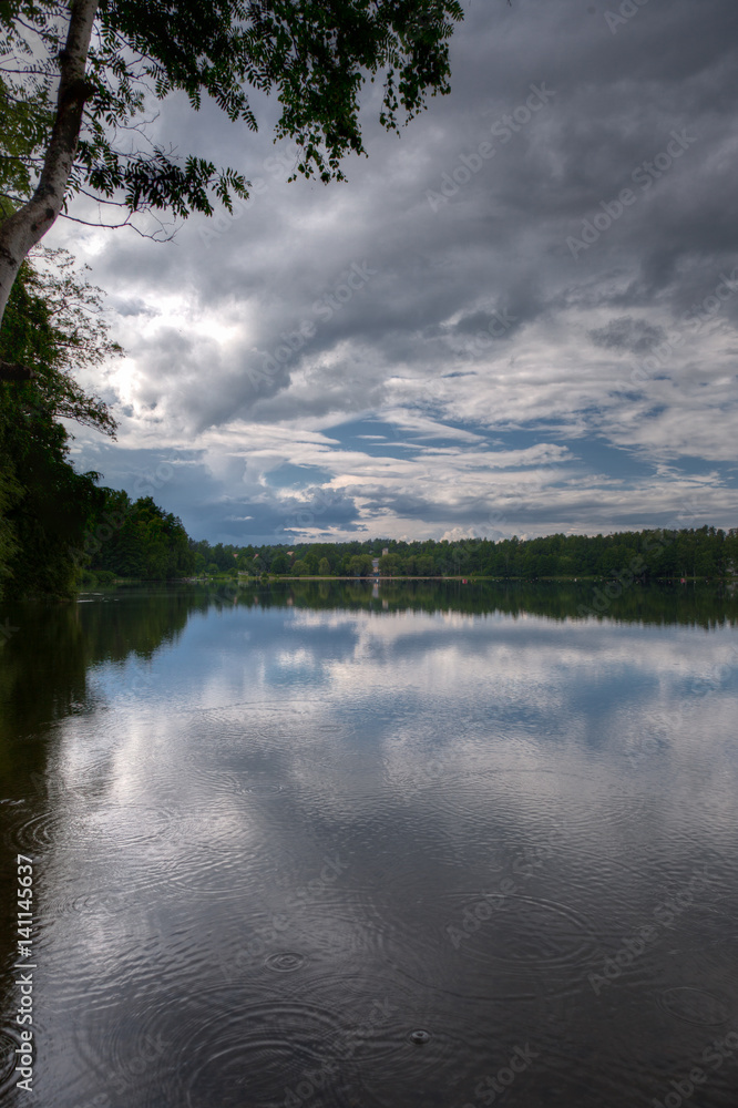 Stormy clouds over lake