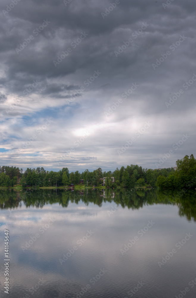 Stormy clouds over lake