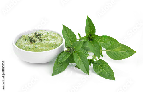 pesto sauce isolated on white background