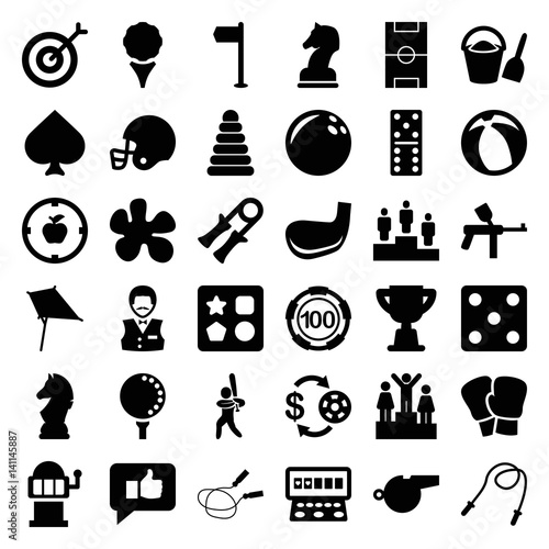 Set of 36 game filled icons
