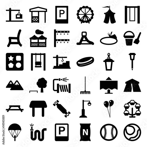 Set of 36 outdoor filled icons