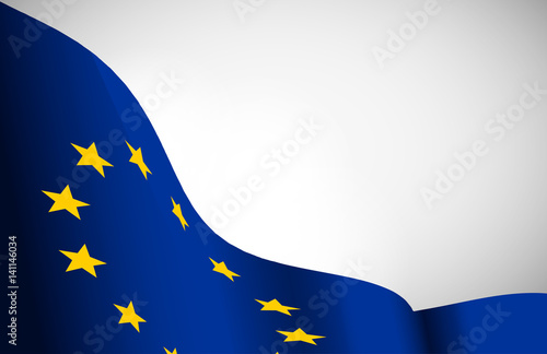 European Union waving silky flag isolated on white background