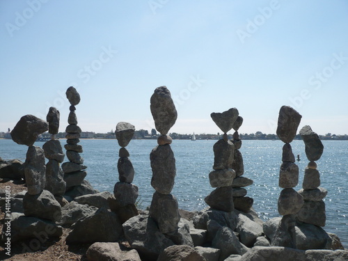 Stone towers at the sea