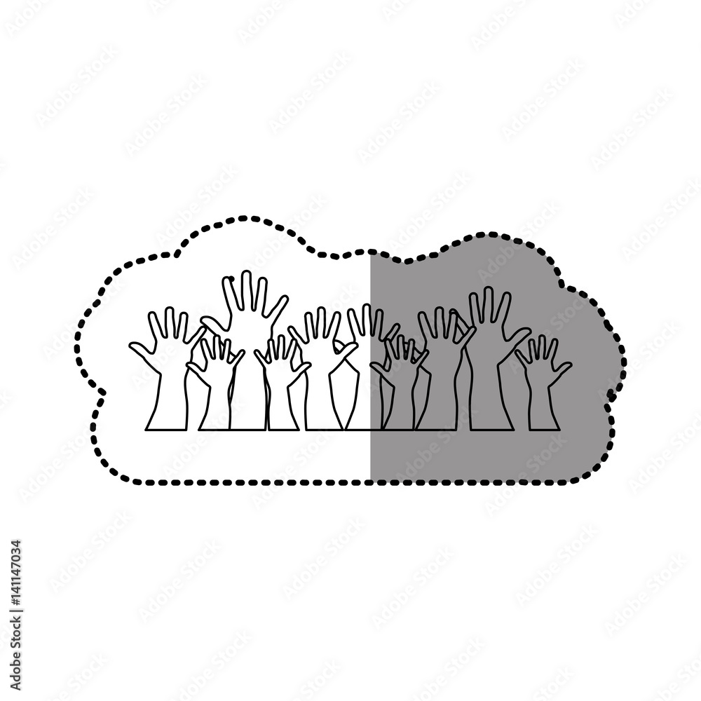 Fototapeta premium silhouette hands up together icon, vector illustration design