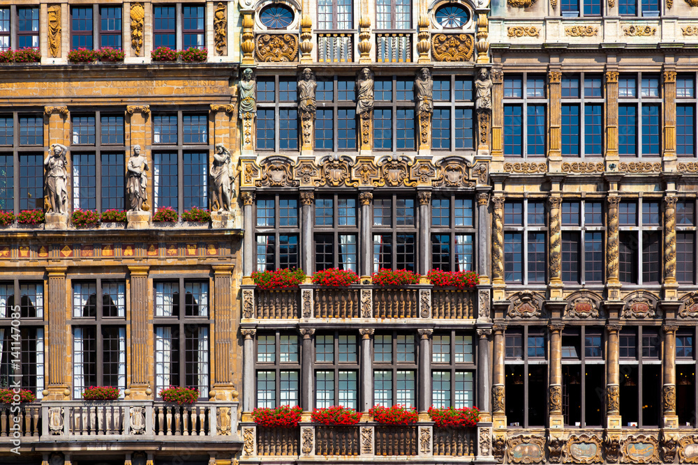 Detail of Guild Houses on Grand Place, Brussels; Belgium