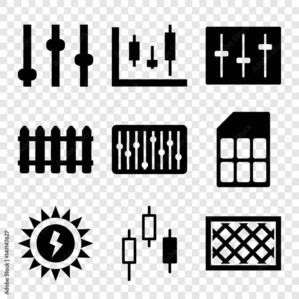 Obraz premium Set of 9 panel filled icons