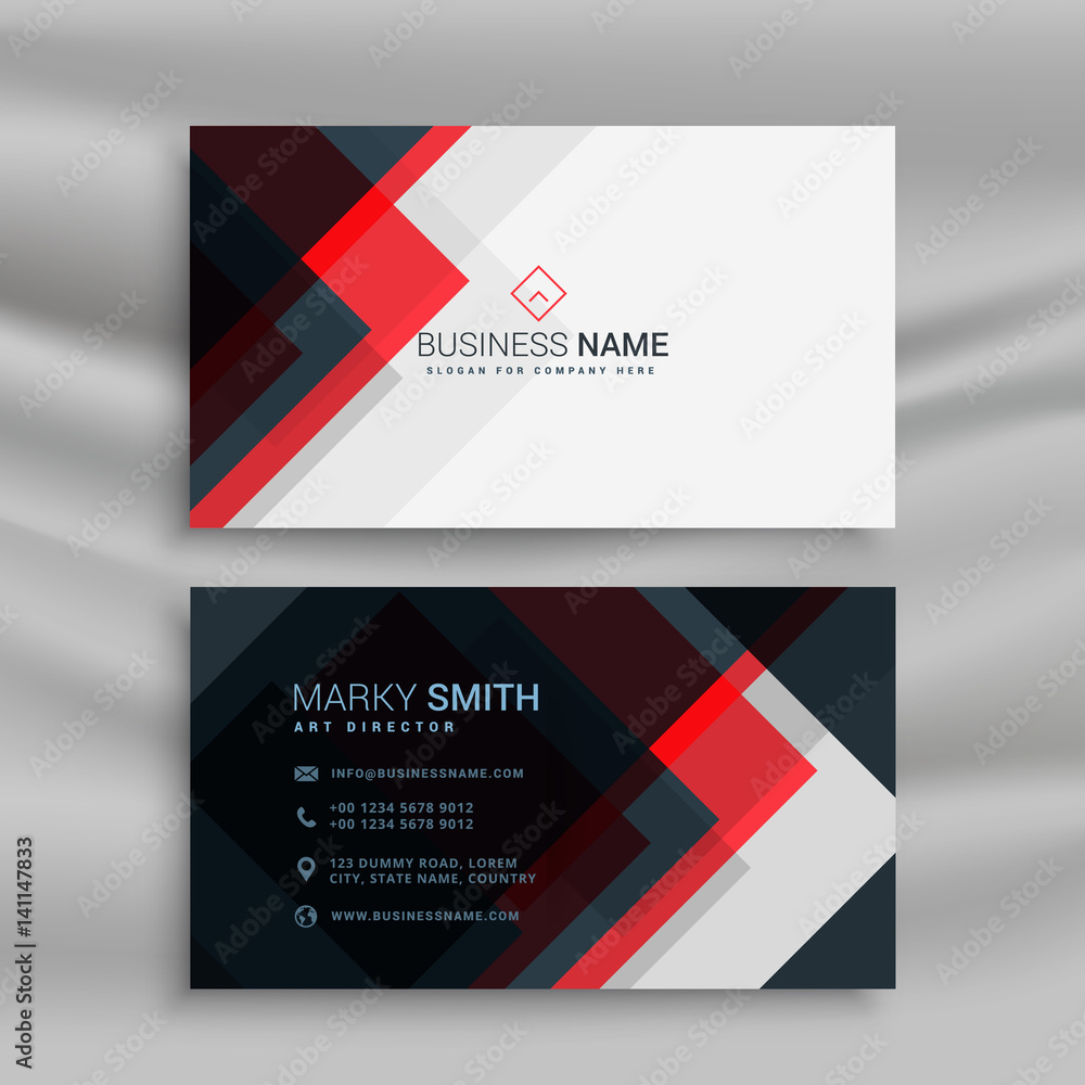 vector red and black creative business card template design