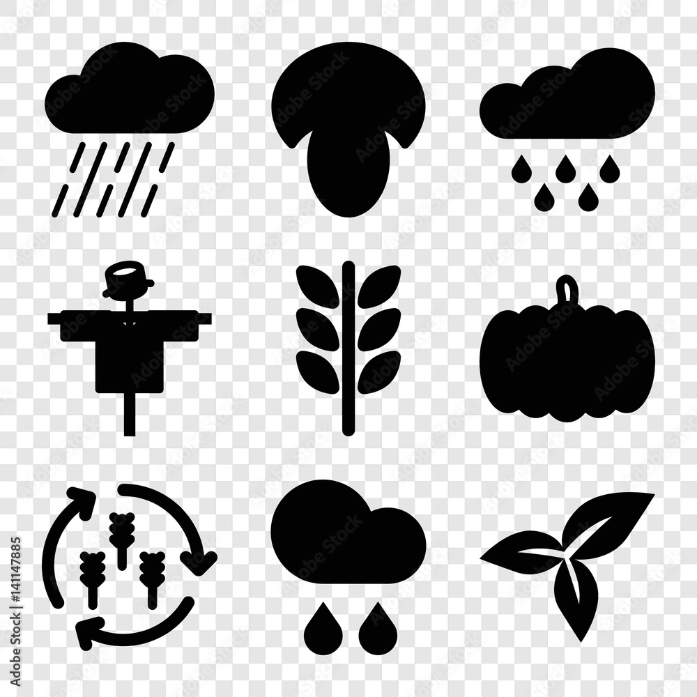 Set of 9 autumn filled icons Set of 9 autumn filled icons