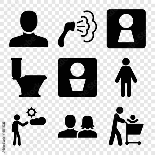 Set of 9 toilet filled icons