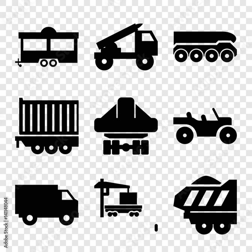 Set of 9 trailer filled icons