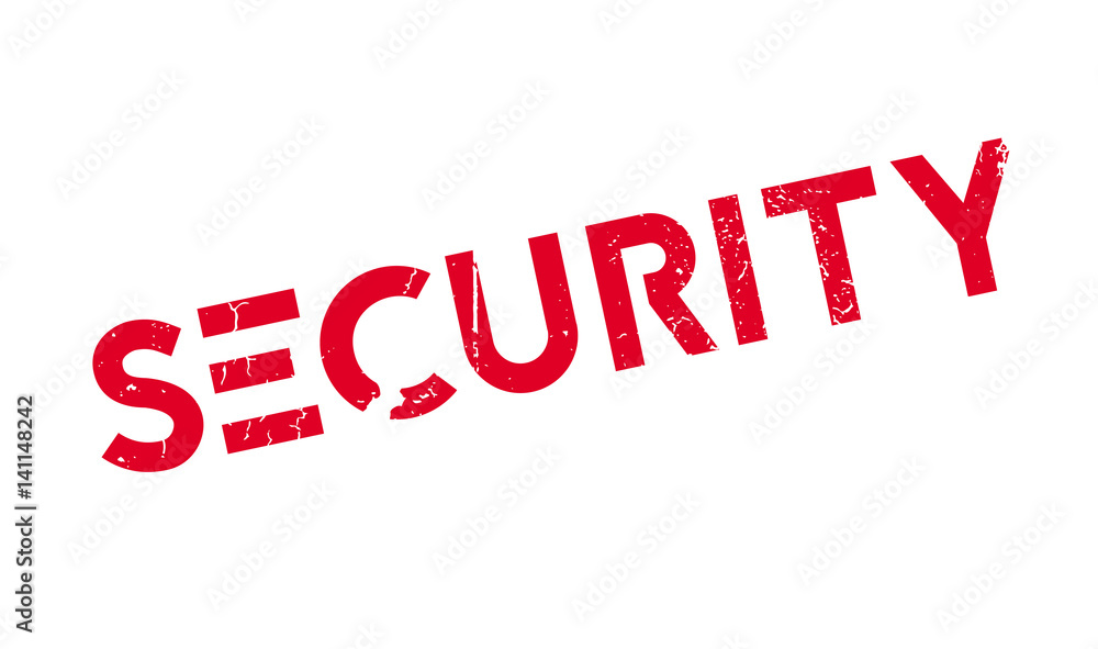 Security rubber stamp. Grunge design with dust scratches. Effects can be easily removed for a clean, crisp look. Color is easily changed.