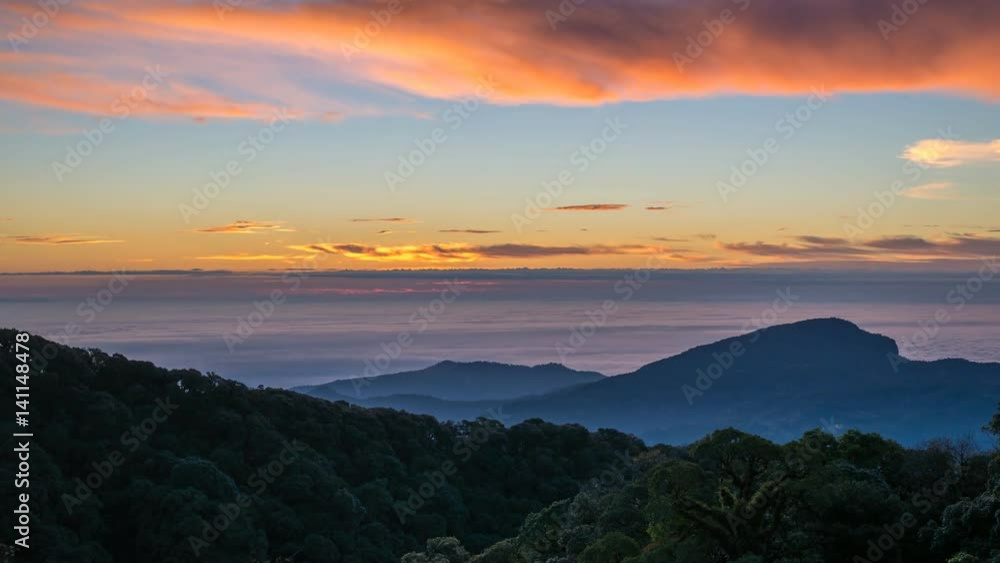 Sunrise timelapse at tropical forest and mountain landscape, 4K Time lapse Sunrise timelapse at tropical forest and mountain landscape, 4K Time lapse