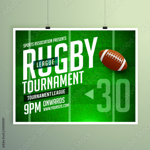 rugby game event flyer poster design vector template