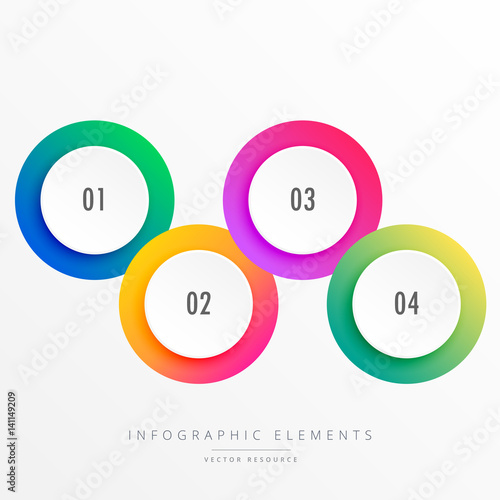 colorful four steps circular infograph photo