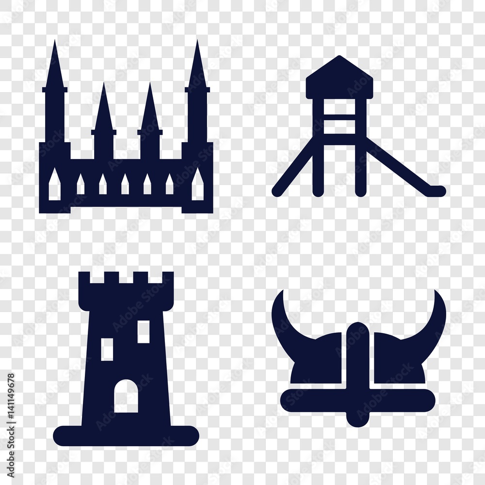 Set of 4 medieval filled icons