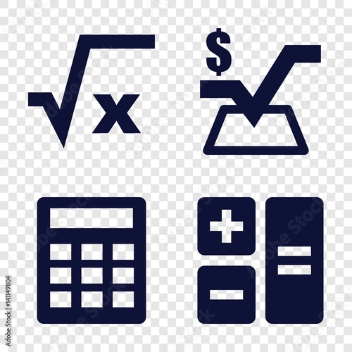 Set of 4 calculate filled icons