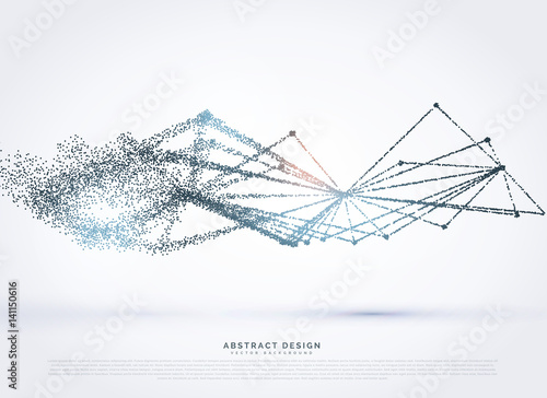 wireframe mesh with fading particles background