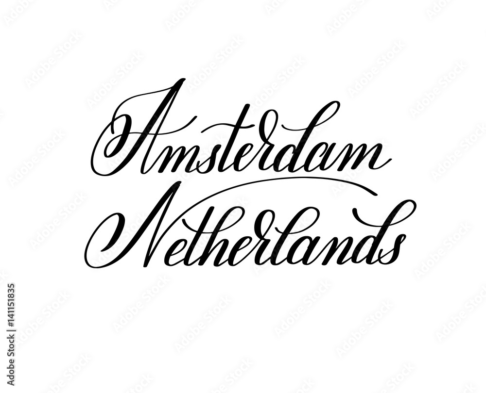 hand lettering the name of the European capital - Amsterdam Neth