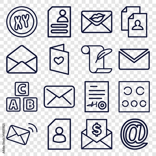 Set of 16 letter outline icons