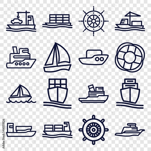 Set of 16 cruise outline icons