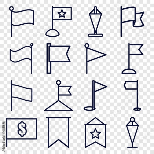 Set of 16 pennant outline icons