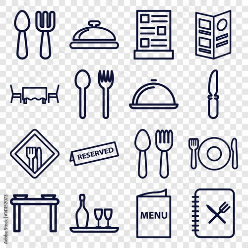 Set of 16 dining outline icons