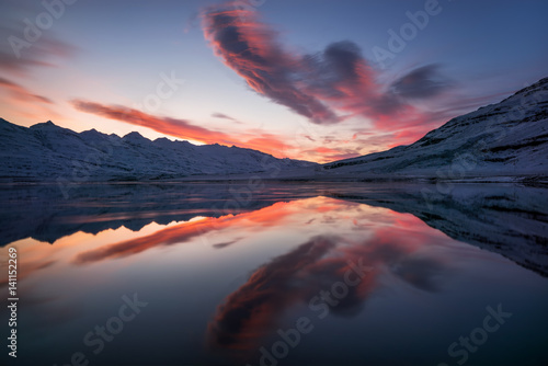Sunset fjord reflections