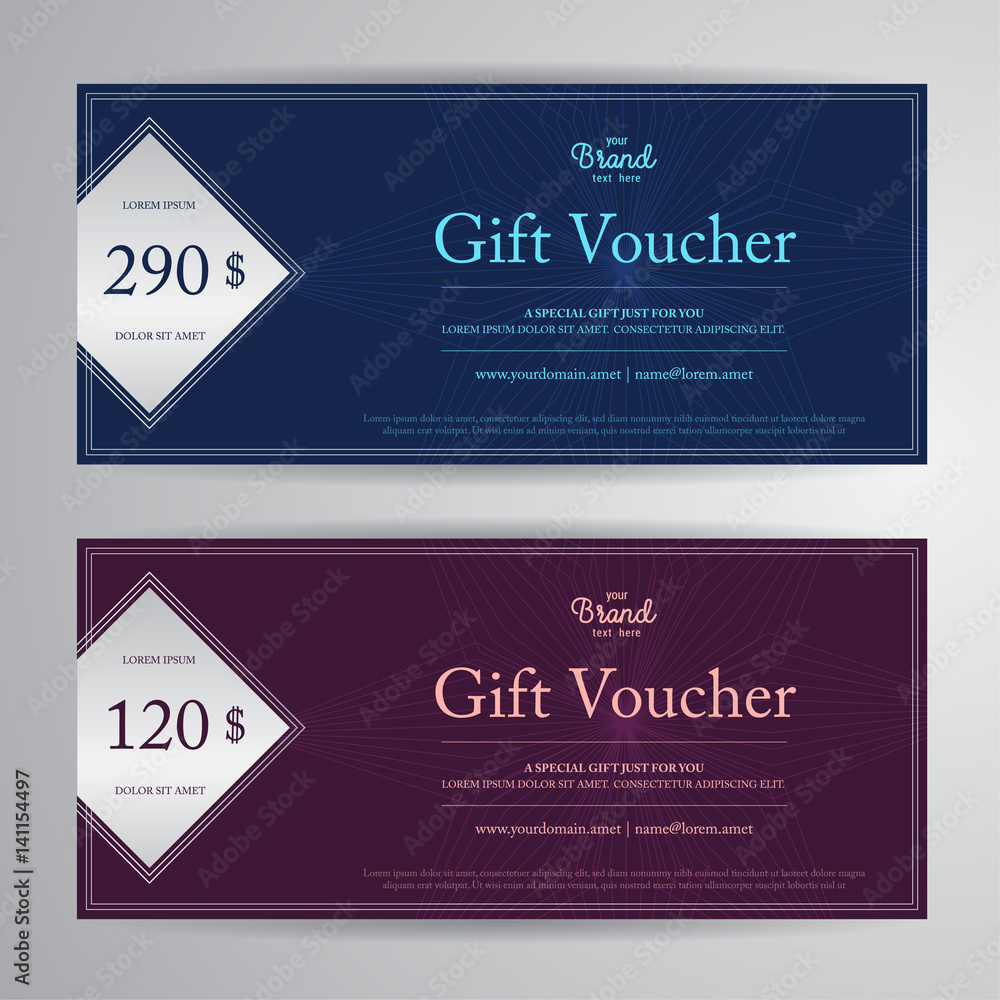 Elegant gift voucher or gift card or coupon template for discount or complimentary Elegant gift voucher or gift card or coupon template for discount or complimentary
