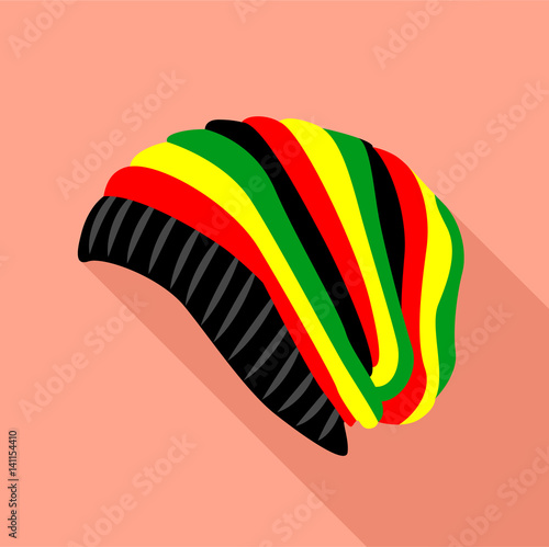 Rasta hat icon, flat style