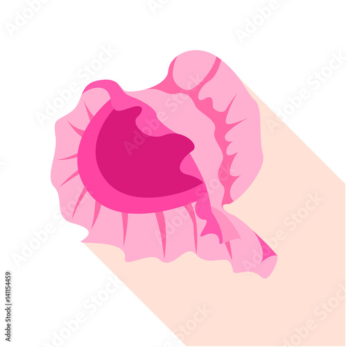 Ancient pink female bonnet icon, flat style