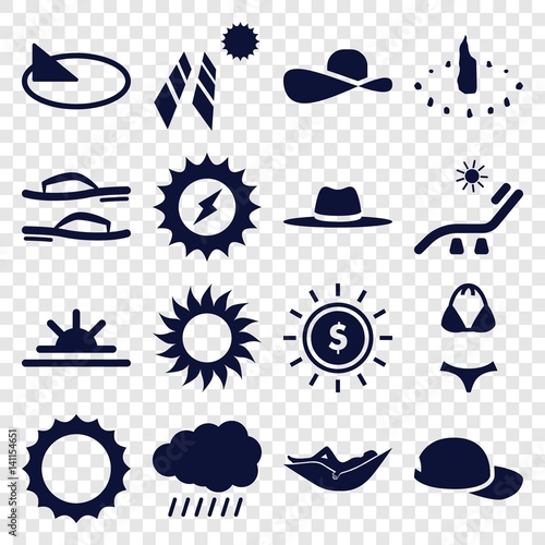 Set of 16 sun filled icons