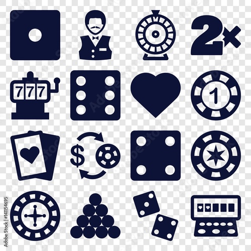 Set of 16 gamble filled icons