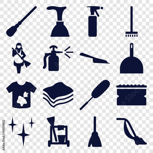 Set of 16 cleaner filled icons