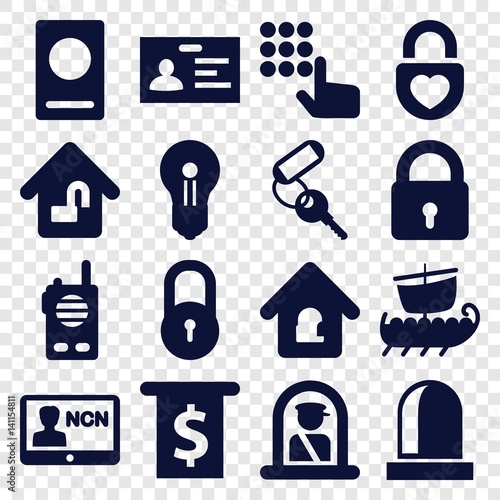 Set of 16 security filled icons