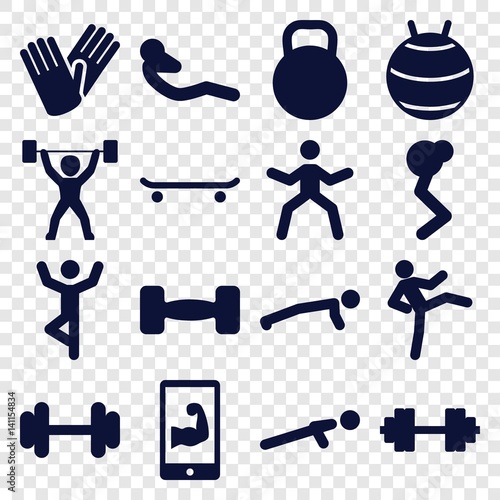 Set of 16 fit filled icons