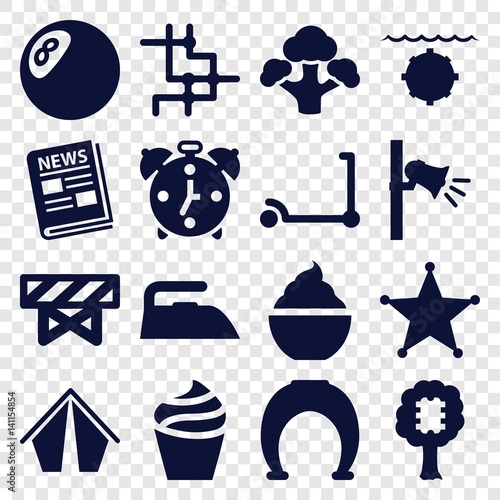 Set of 16 object filled icons