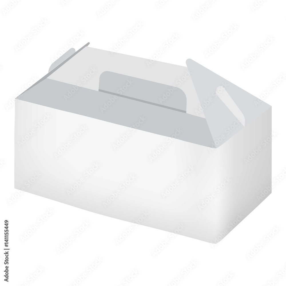 Empty white take out box mockup, realistic style Empty white take out box mockup, realistic style