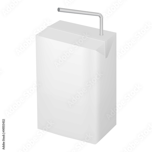 Milk or juice carton package with straw mockup