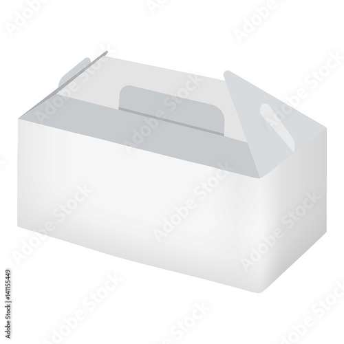 Empty white take out box mockup, realistic style