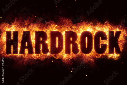 hardrock rock music text on fire flames explosion photo