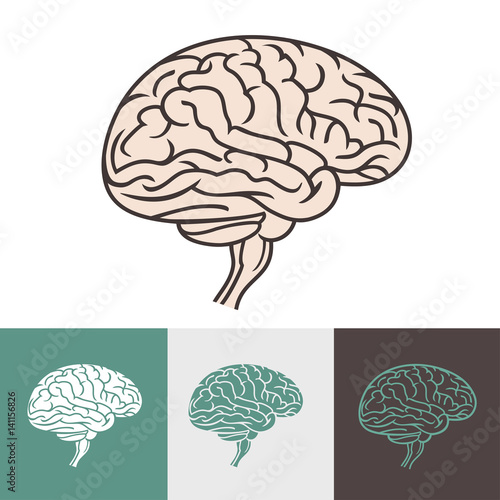 Brain Logo silhouette top view design vector template. Creative mind, learning and design. Human intelligent smart mind. Neurology symbol. Brainstorm think idea Logotype concept icon.