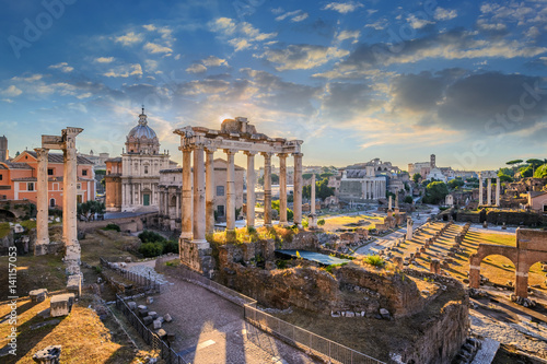 Fotografiet Roman Forum when sunrise, Rome, Italy