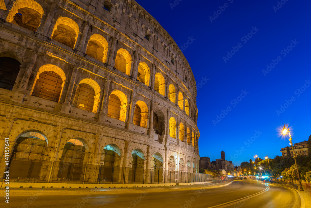 Rome Colosseum (Roma Coliseum) at night, Rome, Italy