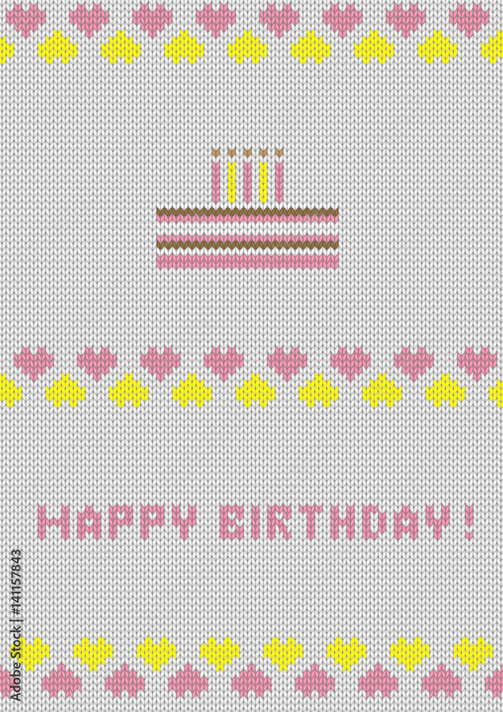 Knitted bithday postcard