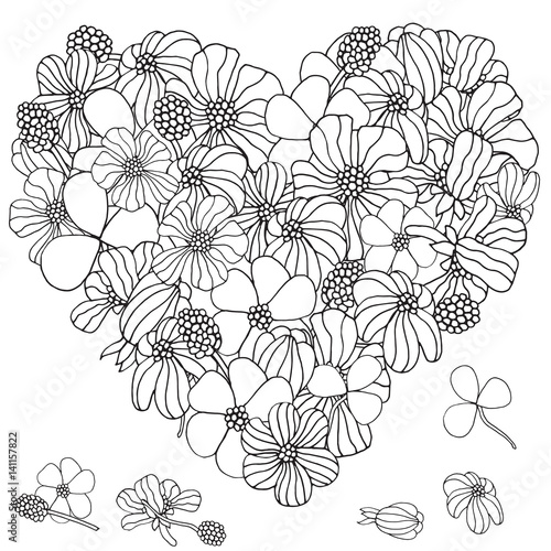 Heart shape pattern with spring flowers