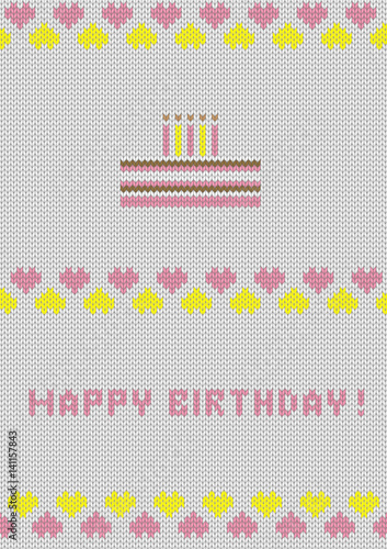 Obraz na płótnie Knitted bithday postcard w salonie