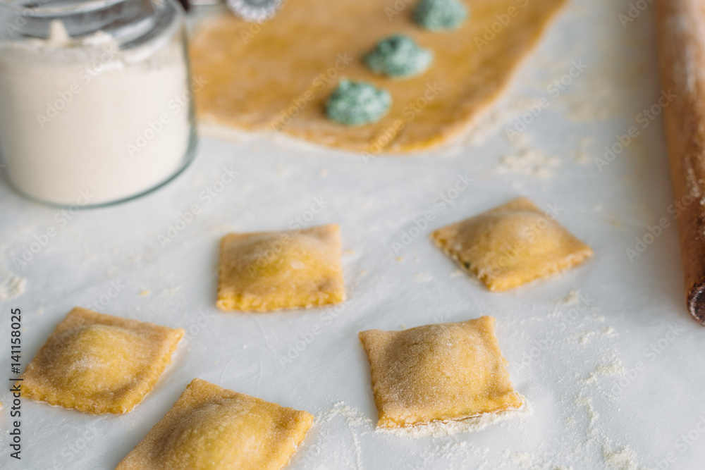 Ravioli with spinach and ricotta cheese Ravioli with spinach and ricotta cheese