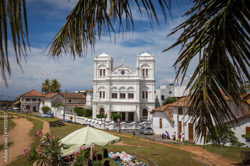 Fort Meeran Jumma Masjid Mosque against blue sky in Galle Fort, Sri Lanka photo