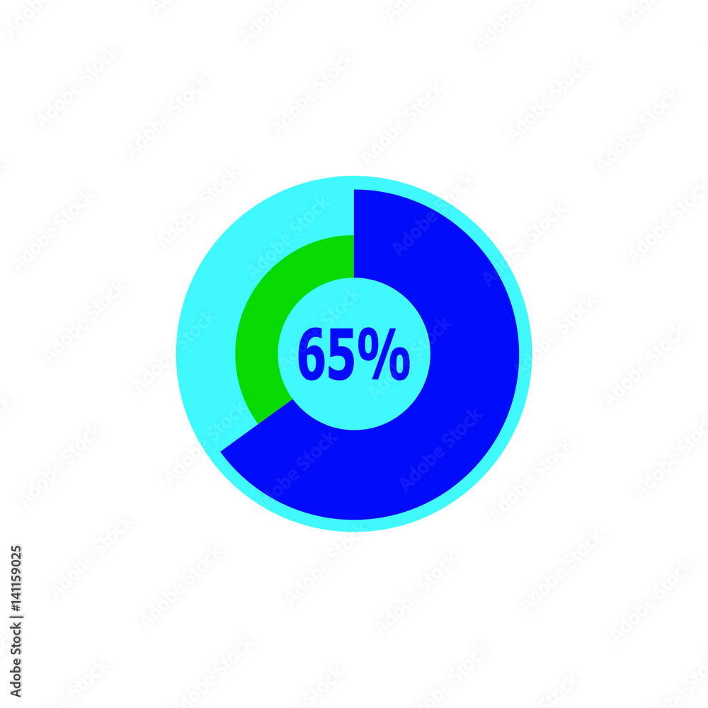 Chart 65 percent, pie graph. Vector illustration Chart 65 percent, pie graph. Vector illustration