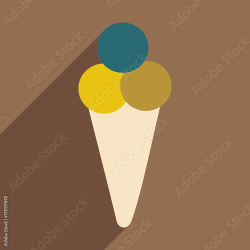 Flat with shadow icon and mobile applacation ice cream photo